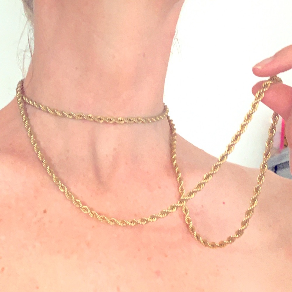 Vintage NICE & WEIGHTY 1970’s Goldfill Rope Chain. Very heavy with gold fill 💫!